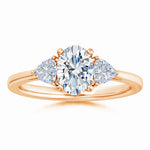 Load image into Gallery viewer, Lab-Grown Oval and Trillion Diamond Three Stone Reverse Tapered Shank Engagement Ring
