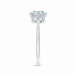 Load image into Gallery viewer, Lab-Grown Oval and Trillion Diamond Three Stone Reverse Tapered Shank Engagement Ring

