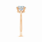 Load image into Gallery viewer, Lab-Grown Oval and Trillion Diamond Three Stone Reverse Tapered Shank Engagement Ring
