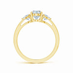 Load image into Gallery viewer, Lab-Grown Oval and Trillion Diamond Three Stone Reverse Tapered Shank Engagement Ring
