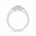 Load image into Gallery viewer, Lab-Grown Oval and Trillion Diamond Three Stone Reverse Tapered Shank Engagement Ring
