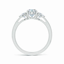 Lab-Grown Oval and Trillion Diamond Three Stone Reverse Tapered Shank Engagement Ring