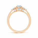 Load image into Gallery viewer, Lab-Grown Oval and Trillion Diamond Three Stone Reverse Tapered Shank Engagement Ring
