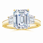 Load image into Gallery viewer, Emerald-Cut and Trapezoid Lab-Grown Diamond Hidden Halo Engagement Ring
