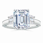 Load image into Gallery viewer, Emerald-Cut and Trapezoid Lab-Grown Diamond Hidden Halo Engagement Ring
