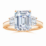 Load image into Gallery viewer, Emerald-Cut and Trapezoid Lab-Grown Diamond Hidden Halo Engagement Ring
