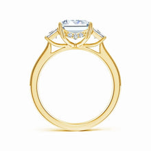 Emerald-Cut and Trapezoid Lab-Grown Diamond Hidden Halo Engagement Ring