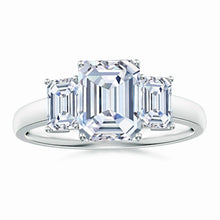 Lab-Grown Emerald-Cut Diamond Three Stone Ring