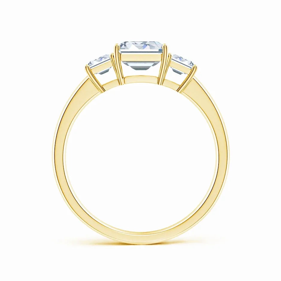 Lab-Grown Emerald-Cut Diamond Three Stone Ring