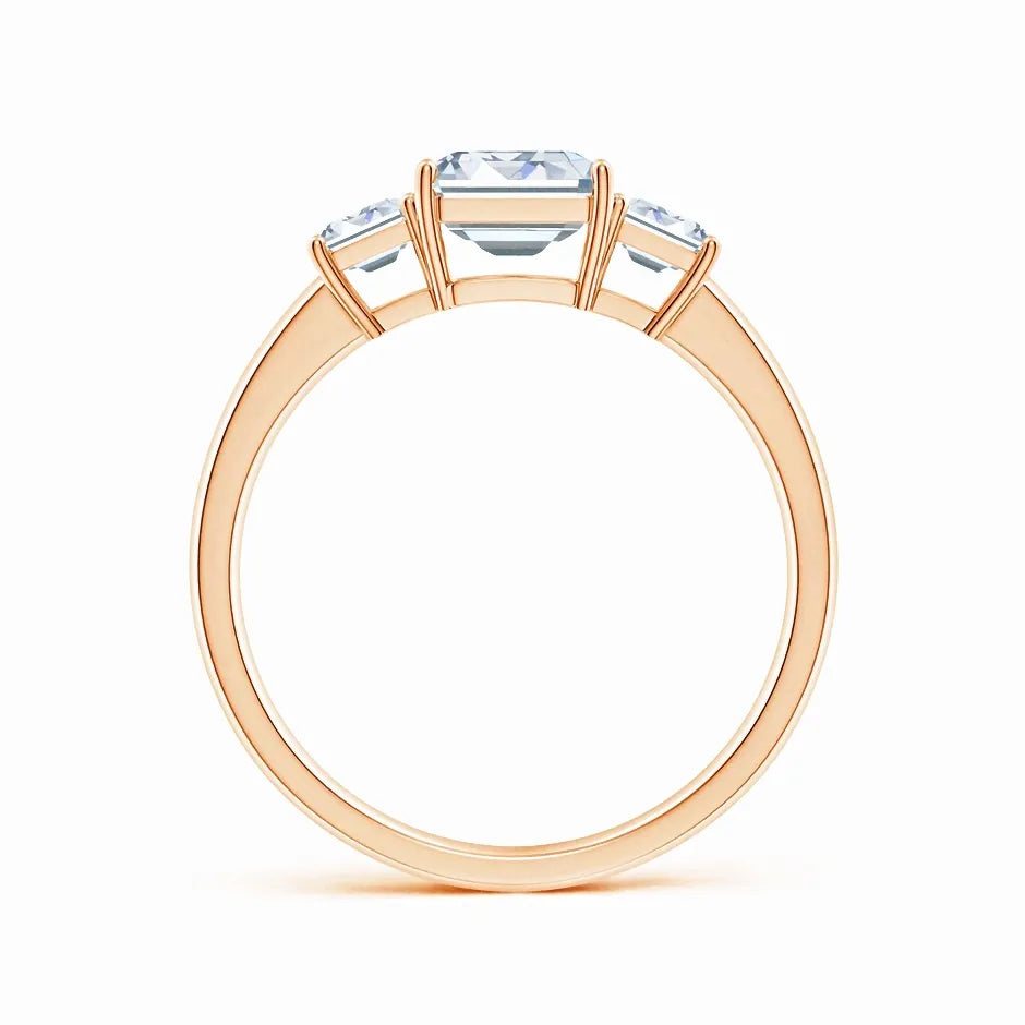 Lab-Grown Emerald-Cut Diamond Three Stone Ring