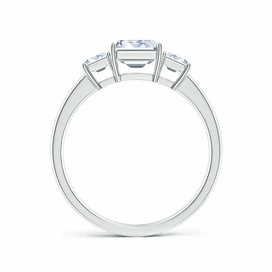 Lab-Grown Emerald-Cut Diamond Three Stone Ring