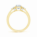Load image into Gallery viewer, IGI Certified Lab-Grown Emerald-Cut and Trillion Diamond Three Stone Reverse Tapered Shank Engagement Ring
