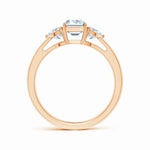 Load image into Gallery viewer, IGI Certified Lab-Grown Emerald-Cut and Trillion Diamond Three Stone Reverse Tapered Shank Engagement Ring

