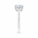 Load image into Gallery viewer, IGI Certified Lab-Grown Emerald-Cut and Trillion Diamond Three Stone Reverse Tapered Shank Engagement Ring
