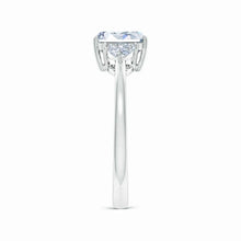 IGI Certified Lab-Grown Emerald-Cut and Trillion Diamond Three Stone Reverse Tapered Shank Engagement Ring