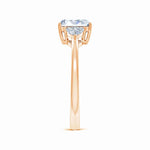 Load image into Gallery viewer, IGI Certified Lab-Grown Emerald-Cut and Trillion Diamond Three Stone Reverse Tapered Shank Engagement Ring
