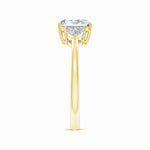 Load image into Gallery viewer, IGI Certified Lab-Grown Emerald-Cut and Trillion Diamond Three Stone Reverse Tapered Shank Engagement Ring
