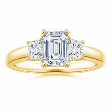 Lab-Grown Emerald-Cut and Trapezoid Diamond Three Stone Ring
