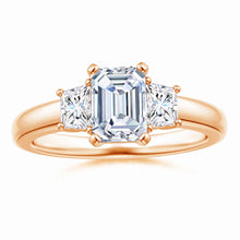 Lab-Grown Emerald-Cut and Trapezoid Diamond Three Stone Ring
