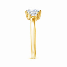Lab-Grown Emerald-Cut and Trapezoid Diamond Three Stone Ring