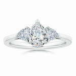 Load image into Gallery viewer, Lab-Grown Pear and Trillion Diamond Three Stone Reverse Tapered Shank Engagement Ring
