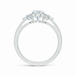 Load image into Gallery viewer, Lab-Grown Pear and Trillion Diamond Three Stone Reverse Tapered Shank Engagement Ring

