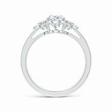 Lab-Grown Pear and Trillion Diamond Three Stone Reverse Tapered Shank Engagement Ring