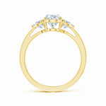 Load image into Gallery viewer, Lab-Grown Pear and Trillion Diamond Three Stone Reverse Tapered Shank Engagement Ring
