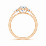Load image into Gallery viewer, Lab-Grown Pear and Trillion Diamond Three Stone Reverse Tapered Shank Engagement Ring
