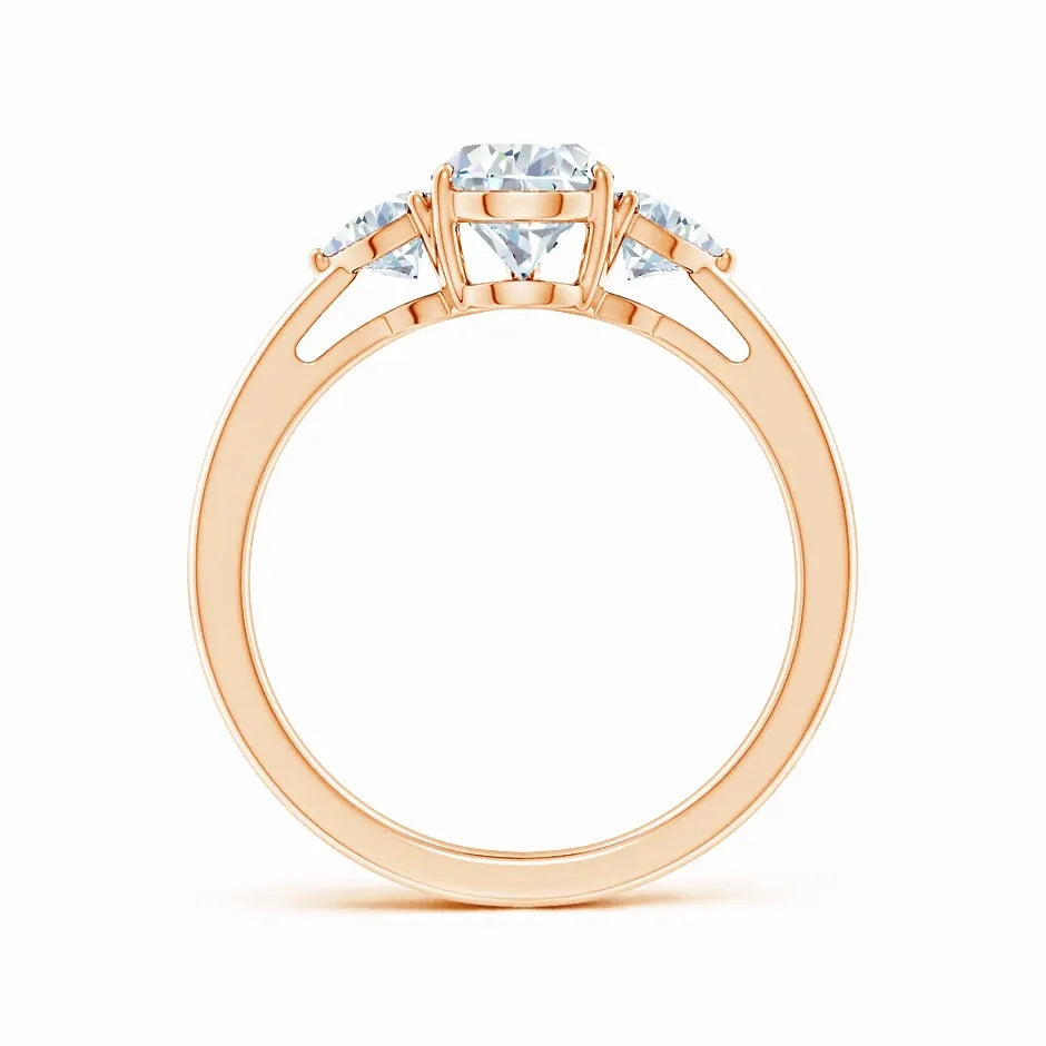 Lab-Grown Pear and Trillion Diamond Three Stone Reverse Tapered Shank Engagement Ring