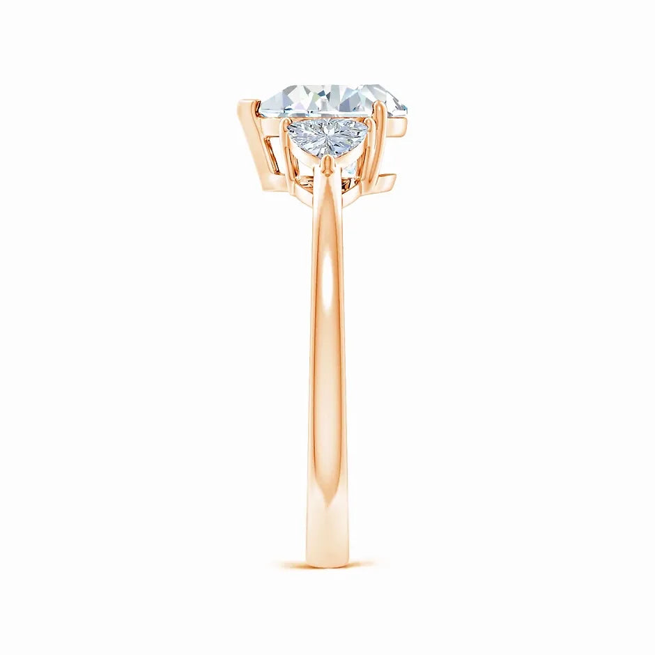Lab-Grown Pear and Trillion Diamond Three Stone Reverse Tapered Shank Engagement Ring