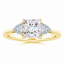 IGI Certified Lab-Grown Princess-Cut and Trillion Diamond Three Stone Reverse Tapered Shank Engagement Ring