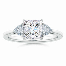IGI Certified Lab-Grown Princess-Cut and Trillion Diamond Three Stone Reverse Tapered Shank Engagement Ring
