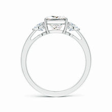 IGI Certified Lab-Grown Princess-Cut and Trillion Diamond Three Stone Reverse Tapered Shank Engagement Ring