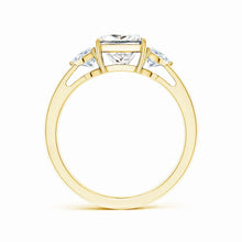 IGI Certified Lab-Grown Princess-Cut and Trillion Diamond Three Stone Reverse Tapered Shank Engagement Ring