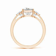 IGI Certified Lab-Grown Princess-Cut and Trillion Diamond Three Stone Reverse Tapered Shank Engagement Ring