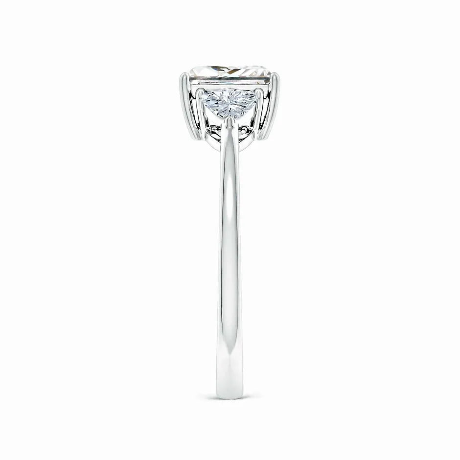 IGI Certified Lab-Grown Princess-Cut and Trillion Diamond Three Stone Reverse Tapered Shank Engagement Ring