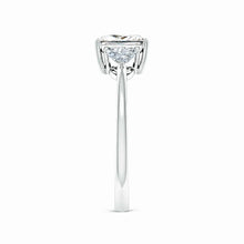 IGI Certified Lab-Grown Princess-Cut and Trillion Diamond Three Stone Reverse Tapered Shank Engagement Ring