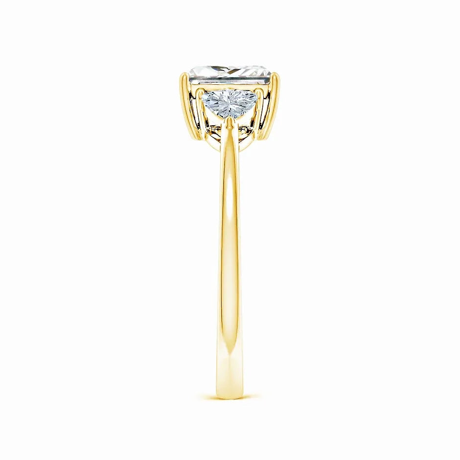IGI Certified Lab-Grown Princess-Cut and Trillion Diamond Three Stone Reverse Tapered Shank Engagement Ring
