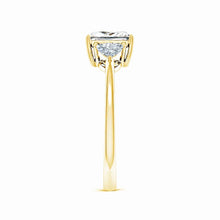IGI Certified Lab-Grown Princess-Cut and Trillion Diamond Three Stone Reverse Tapered Shank Engagement Ring