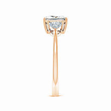 IGI Certified Lab-Grown Princess-Cut and Trillion Diamond Three Stone Reverse Tapered Shank Engagement Ring