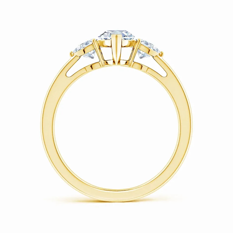 IGI Certified Lab-Grown Marquise and Trillion Diamond Three Stone Reverse Tapered Shank Engagement Ring