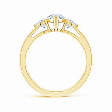 IGI Certified Lab-Grown Marquise and Trillion Diamond Three Stone Reverse Tapered Shank Engagement Ring