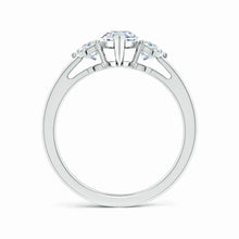 IGI Certified Lab-Grown Marquise and Trillion Diamond Three Stone Reverse Tapered Shank Engagement Ring