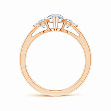 IGI Certified Lab-Grown Marquise and Trillion Diamond Three Stone Reverse Tapered Shank Engagement Ring