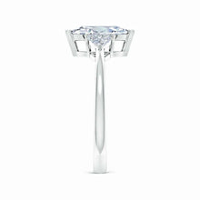 IGI Certified Lab-Grown Marquise and Trillion Diamond Three Stone Reverse Tapered Shank Engagement Ring