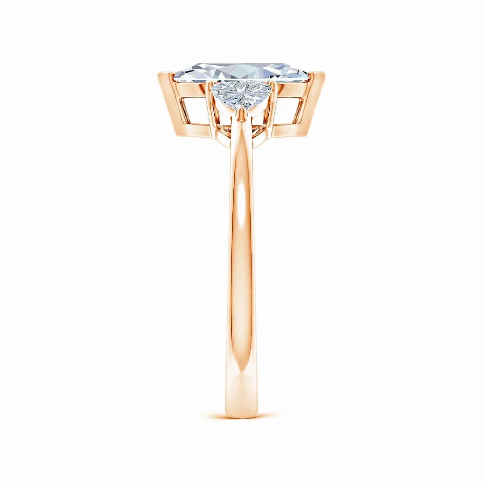 IGI Certified Lab-Grown Marquise and Trillion Diamond Three Stone Reverse Tapered Shank Engagement Ring