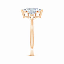 IGI Certified Lab-Grown Marquise and Trillion Diamond Three Stone Reverse Tapered Shank Engagement Ring