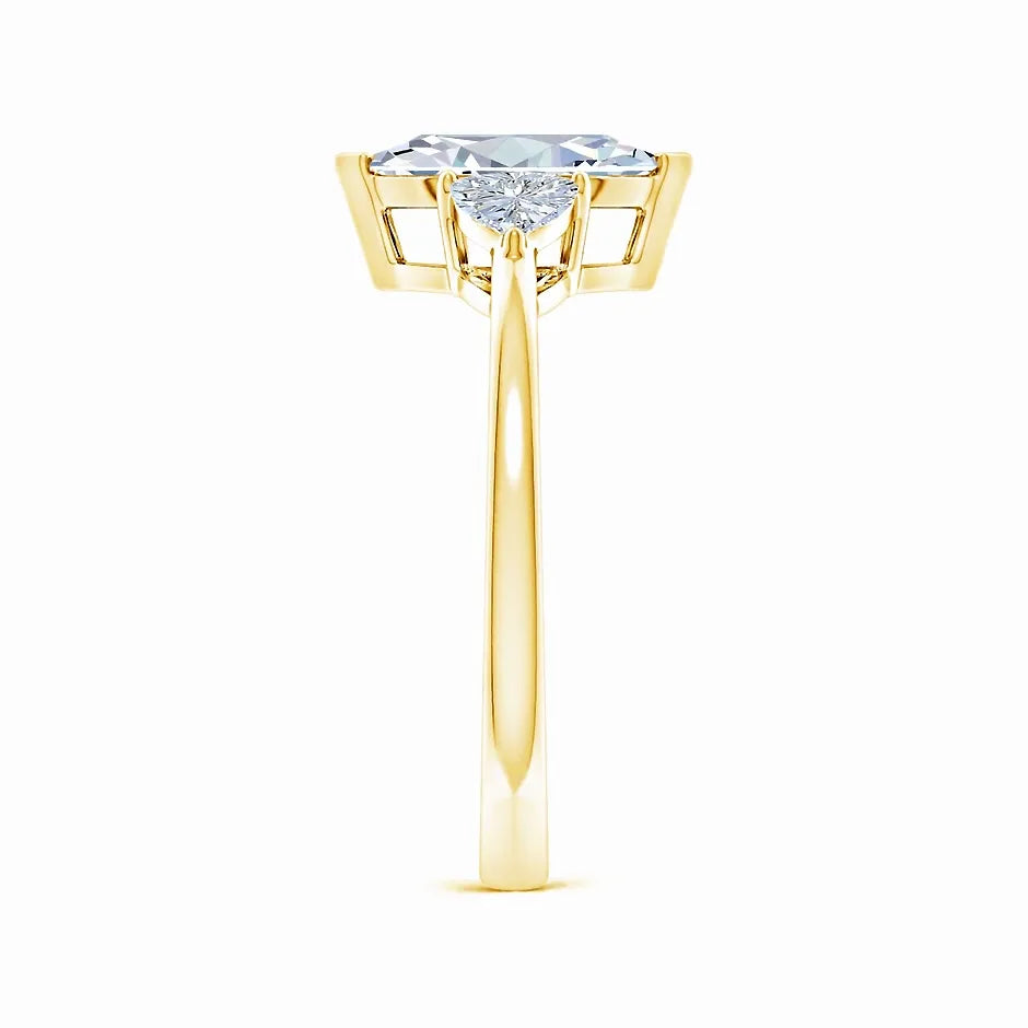 IGI Certified Lab-Grown Marquise and Trillion Diamond Three Stone Reverse Tapered Shank Engagement Ring