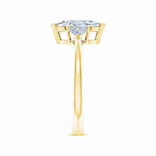IGI Certified Lab-Grown Marquise and Trillion Diamond Three Stone Reverse Tapered Shank Engagement Ring